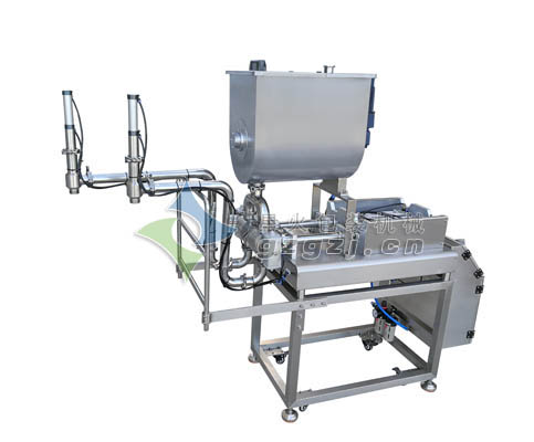 雙頭配線雙魚滑灌裝機-蝦滑灌裝機